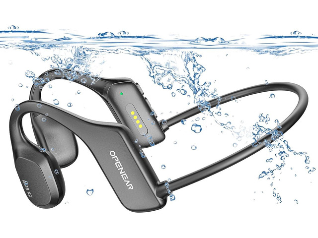 Bone Conduction Headphones, Swimming Headphones Built-in 16GB Memory, MP3 Sports Headphones Waterproof, Bluetooth Earbuds Built in Noise...