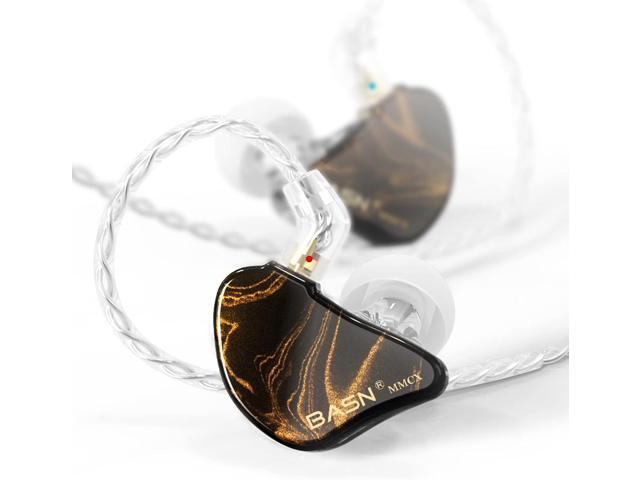 BASN MMCX in Ear Monitor Headphones,Triple Driver IEM in-Ear Earphone for Musician Drummer, Noise-Isolation HiFi Stereo Earbuds with Two Detachable.