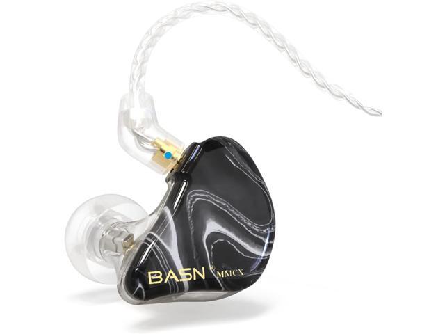 BASN MMCX in Ear Monitor Headphones, Musicians Triple Driver Noise Isolating Earphones with 2 Upgraded Detachable Cables (Black)