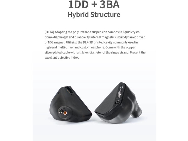 Fanmusic Truthear Hexa 1DD+3BA Hybird Earphones with 0.78 2Pin Cable Earbuds