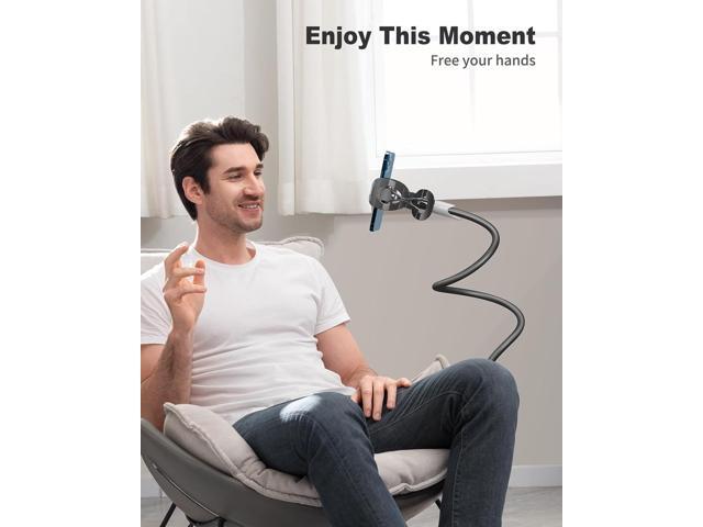 SAIJI Gooseneck Bed Phone Holder, Flexible Long Arm Phone Mount for Desk, Clip Bracket Clamp Stand for 4.0-6.5'' Mobile Cell Phone Stand Document...