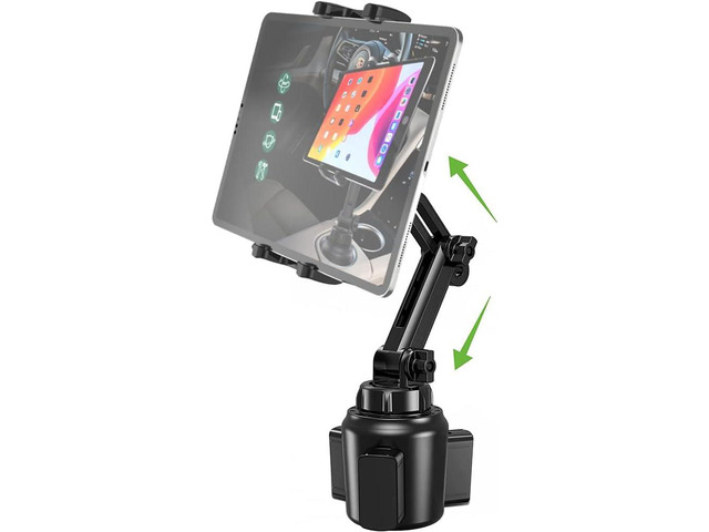Cuxwill Car Cup Holder Tablet Mount for 4-13' iPad & Phone, Universal Truck Cup Tablet Mount with Adjustable Arm for iPad Pro 12.9 9.7 Air Mini,...
