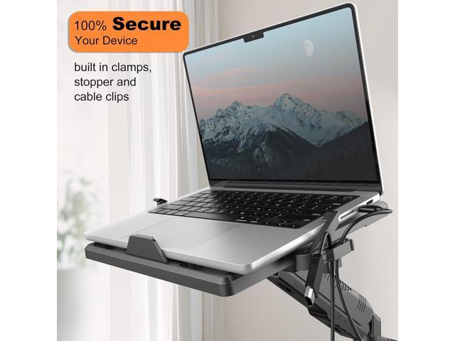 Gas Spring Laptop Mount with Adjustable Tray - Klearlook 2in1 Full Motion Monitor Laptop Stand Mount,Fully Adjustable Extension Arm Mount with...
