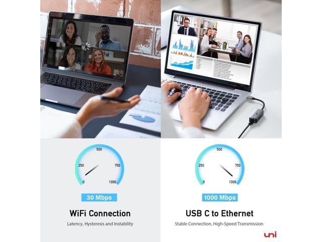 uni USB C to Ethernet Adapter with 100W Charging Port, 1Gbps Ethernet to USB C - Gigabit RJ45 LAN Network Adapter with Power Delivery, Ethernet...