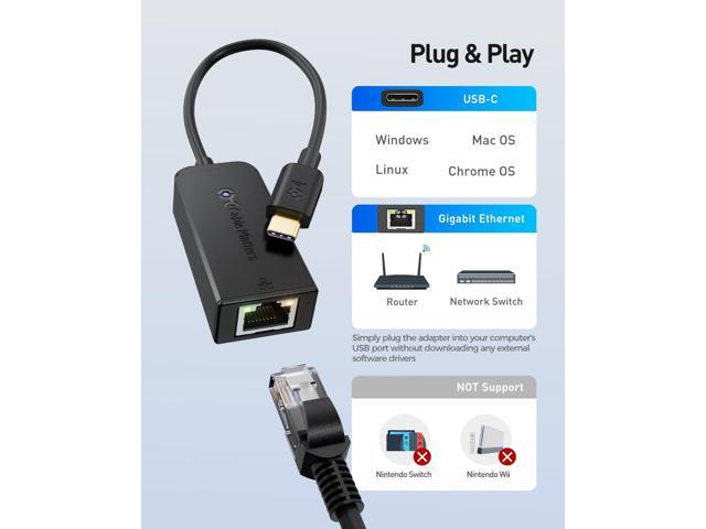 Cable Matters Plug & Play USB C to Ethernet Adapter with PXE, MAC Address Clone (Thunderbolt to Ethernet Adapter, Gigabit Ethernet to USB C) in...