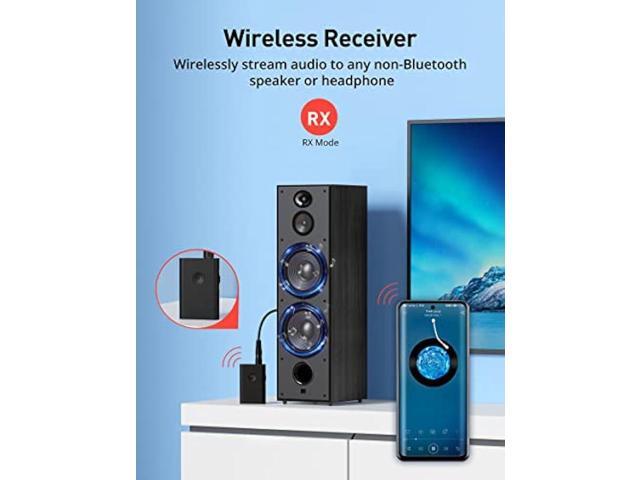 V5.0 Bluetooth Transmitter Receiver for TV PC, 2-in-1 AUX Audio Adapter, Wireless 3.5mm Bluetooth Adapter for Headphones/Car/Home...