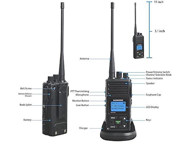 5Watt Walkie Talkie for Adults Long Range Two Way Radio Rechargeable with Speaking Mic, SAMCOM 2-Way Radios Heavy Duty Walky Talky with shoulder...