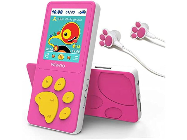 MP3 Player for Kids, Wiwoo 1.8 Portable Music Player with FM Radio Video Games Voice Recorder and Headphone, 8GB Children Cartoon Bear Paw Media...