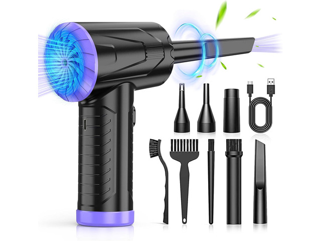 Compressed Air Duster Keyboard Cleaner-Cordless Electric Air Duster for Computer PC 110000RPM Canned Air Blower Spray Can Car Duster Cleaning