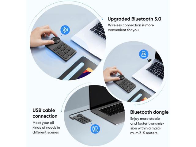 XPPen Mini Keydial ACK05 Wireless Shortcut Keyboard Bluetooth Programmable Express Remote Control with Dial & Customized Express Keys for Drawing...