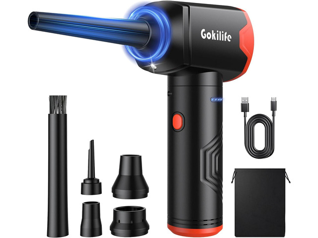 Gokilife Compressed Air Duster - Keyboard Cleaner 3 Gear Adjustable 100000RPM Air Duster Air Blower with Led Light for Keyboard, PC, and Car...