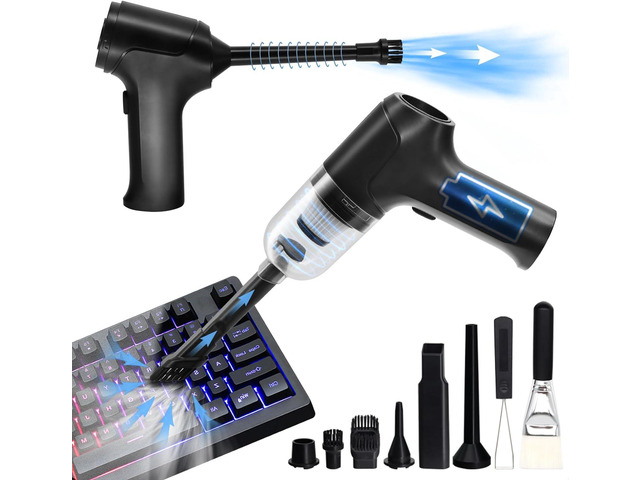 Famaster Compressed Air Duster & Mini Vacuum Keyboard Cleaner, Cordless Air Duster Canned Air Can, Electric Dust Spray, Keyboard Cleaning Kit for...