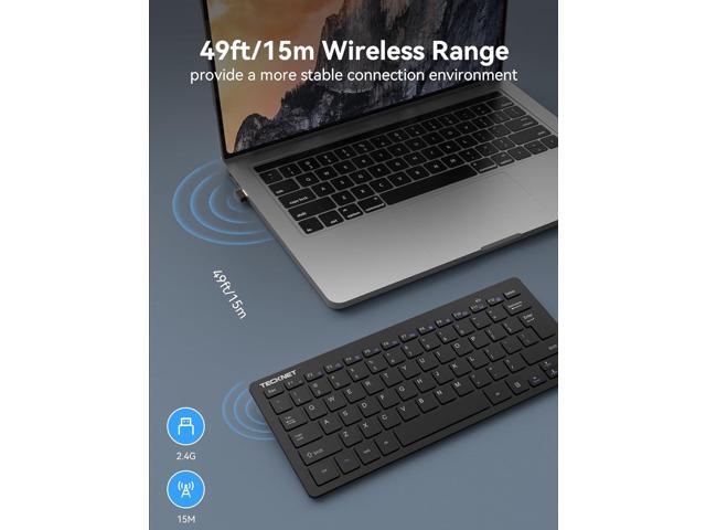 TECKNET 2.4G Wireless Keyboard - Mini Compact Keyboard with Media Hotkeys, 12-Month Battery Life, Compatible with PC, Desktop, Laptop, Smart TV -...