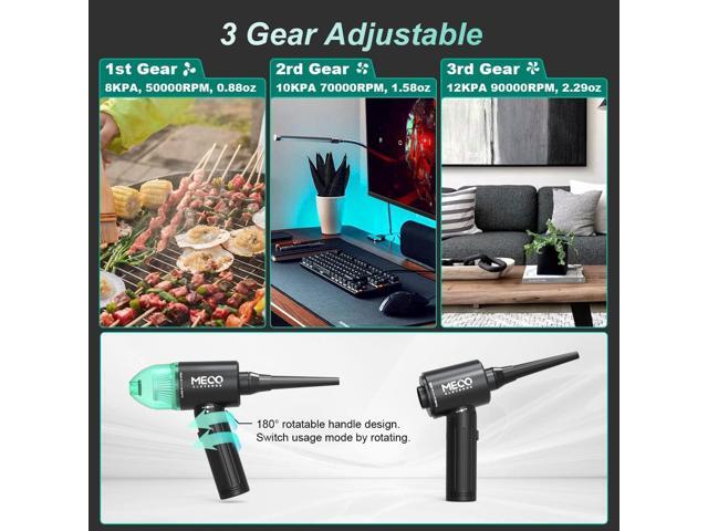 Electric Compressed Air Duster & Vacuum, MECO Electric Air Blower, 4 in 1 Function Powerful 3-Gear to 90000RPM/12000PA Keyboard Cleaner,...