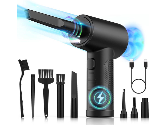 VMOK Compressed Air Duster, 3 Gear 100000RPM Electric Vacuum Cleaner Air Duster Cordless Air Duster, Electric Duster Keyboard Cleaner for Laptop,...