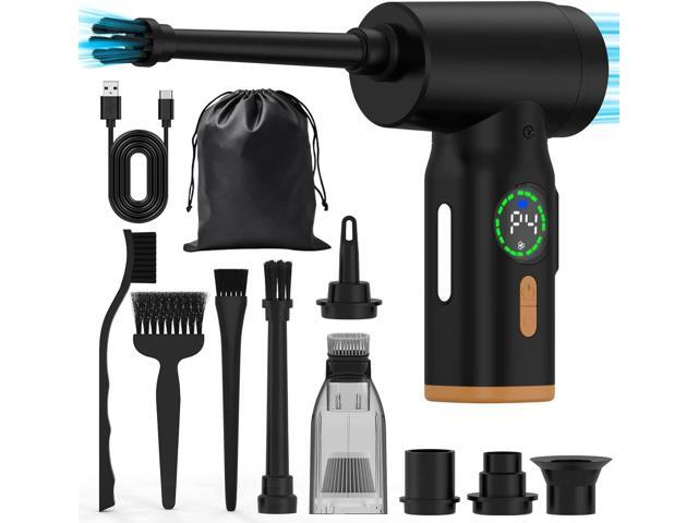 VNPONV Compressed Air Duster, 120000RPM Electric Air Duster & Vacuum Cleaner 2 in 1 Rechargeable 7600mAh Cordless, Keyboard and Computer Cleaner,.