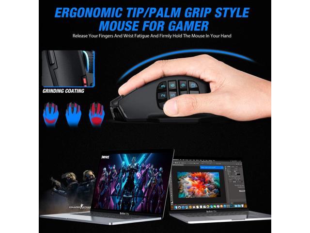 UtechSmart Venus Pro RGB Wireless MMO Gaming Mouse, 16,000 DPI Optical Sensor, 2.4 GHz Transmission Technology, Ergonomic Design, 16M Chroma RGB...
