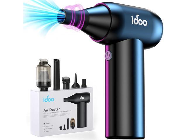 iDOO Compressed Air Duster, Cordless Electric Canned Duster, Portable Vacuum, 3 Gear Mini Portable Jet Dry Air Blower, for Gaming Pc, Keyboard, Car.