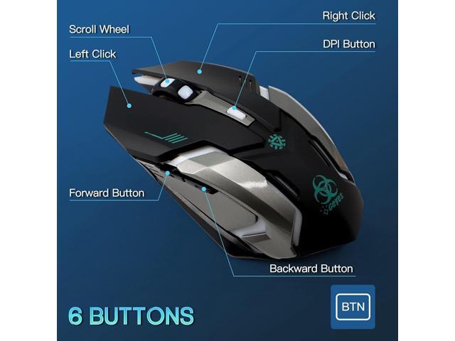 VEGCOO Wireless Gaming Mouse, C8 Silent Click Wireless Rechargeable Mouse with Colorful LED Lights and 3 Level DPI 400mah Lithium Battery for...