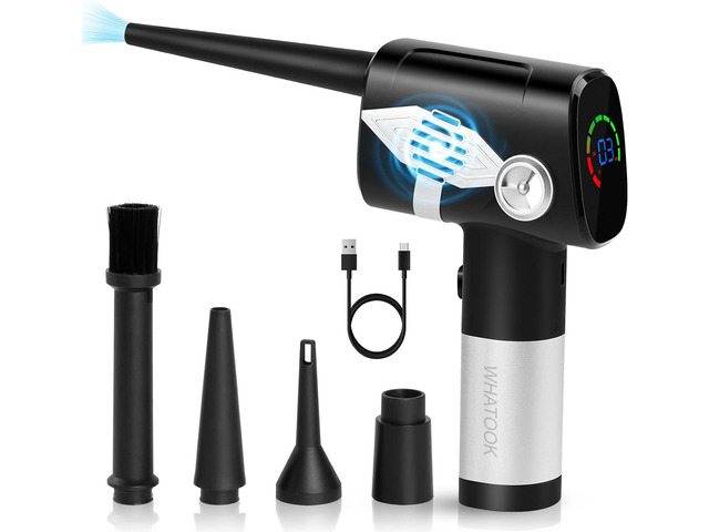 Compressed Air Duster with Brushless Motor,3 Speeds Electric Vacuum Cleaner Air Duster,3-in-1 6000mAh Electric Canned Air Kit for Electronics Dust...