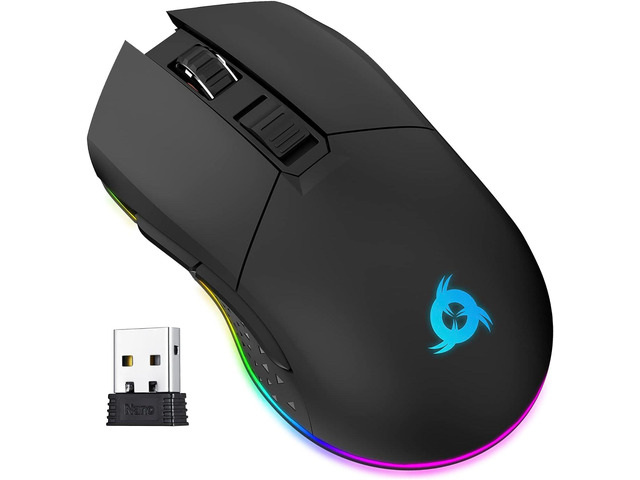 KLIM Blaze Rechargeable Wireless Gaming Mouse RGB New 2023 - High-Precision Sensor and Long-Lasting Battery - 7 Customizable Buttons - Up to 6000...