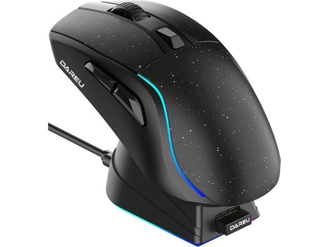 DAREU A950 Wireless Gaming Mouse with RGB Charging Dock,High-Precision Sensor,Programmable Side Buttons and 120Hr Long-Lasting Battery,Up to 12K.