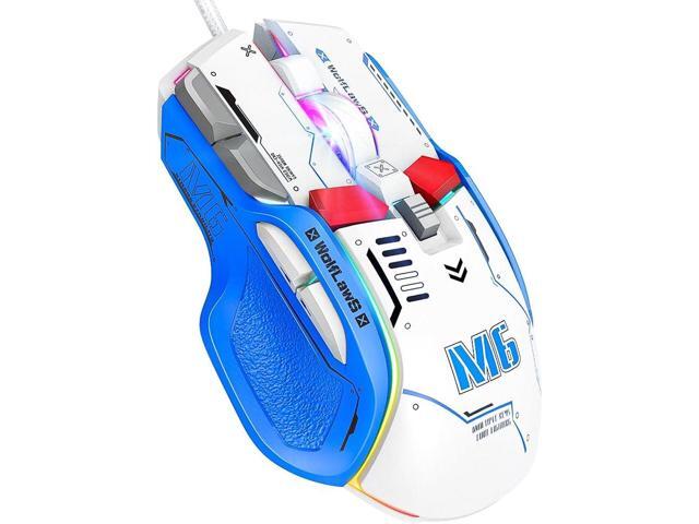 WolfLawS M6 RGB Gaming Mouse, 12800 DPI Wired PC Gamer Mice with 10 Programmable Buttons & Fire Button, 12 Backlit Modes, Software Customized,.