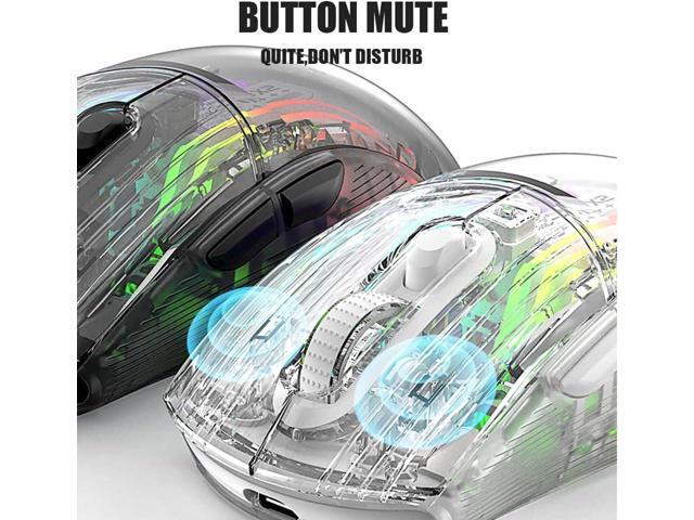 Bluetooth Wireless Mouse, Transparent RGB Mechanical Dual Mode Gaming Mouse, A Must-Have Cool USB Computer Mouse for Gaming and Esports