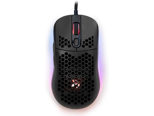 Arozzi Favo Ultra Lightweight Customizable RGB Gaming Mouse with Honeycomb Pattern Pixart 3389 Sensor and Omron 20M Switches - Black