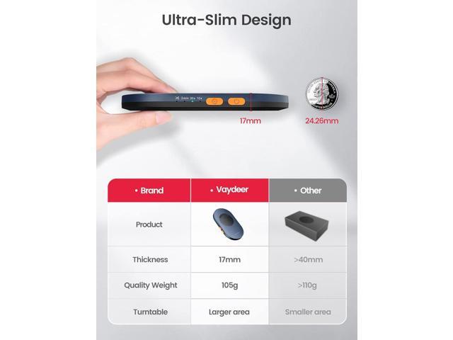 Vaydeer Ultra Slim Mouse Mover, Air 3 Mouse Jiggler with Adjustable Interval Timer, Undetectable & Noiseless, Simulates Realistic Mouse Movement,...