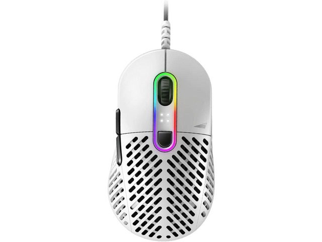 Mountain Makalu 67 RGB Gaming Mouse with Unique Patented Lightweight Rib Design Construction, PixArt PAW3370 Sensor and 100% PTFE Mouse Feet (White)