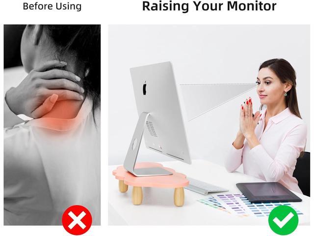 Monitor Stand Riser, Cloud-Shaped Sturdy Wood Computer Monitor Riser, Laptop Monitor Stand, Multi-Purpose Desktop Organizer Riser for Computer,...