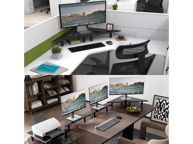 2 Pack Corner Monitor RiserWood & Steel Desktop Height Adjustable 27 Inch Corner Desk Shelf Ergonomic Space Saving DesignUniversal Corner Stand For...