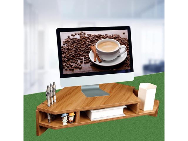 Triangle Monitor Stand Riser,Wooden Triangle Save Space Desktop Computer Stand with Office Organization,Wooden Computer Stand with Storage Laptop...