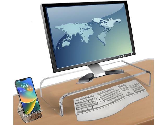 Acrylic Monitor Stand Riser Crystal Clear Monitor Riser, 21 inch large Anti Cat keyboard cover keyboard cat protector, Computer Stand Riser with...