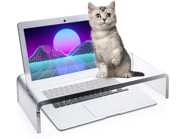 Acrylic Monitor Stand Riser Anti-Cat Laptop Cover Protector, Crystal Clear Laptop Stand, 16 inch Computer Monitor Riser for Home Office