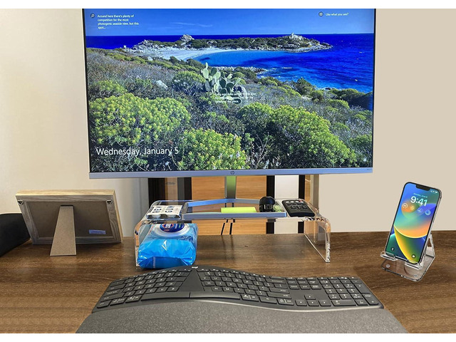 Acrylic Monitor Stand Riser Anti-Cat Laptop Cover Protector, Crystal Clear Laptop Stand, 16 inch Computer Monitor Riser for Home Office