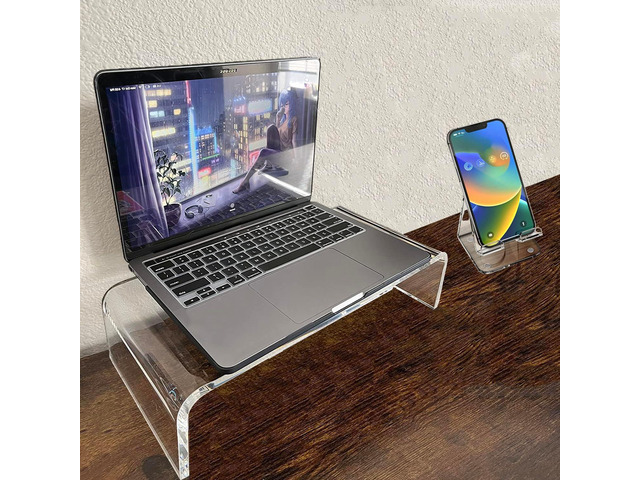 Acrylic Monitor Stand Riser Anti-Cat Laptop Cover Protector, Crystal Clear Laptop Stand, 16 inch Computer Monitor Riser for Home Office