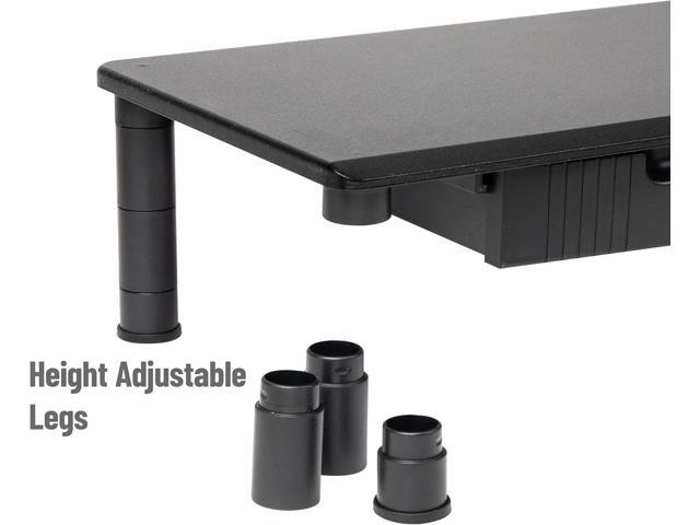 Mind Reader Dual Monitor Stand, Height Adjustable, Desktop Organizer, Laptop Riser, Office, 38.5' L x 11' W x 2.55-6.5' H, Black