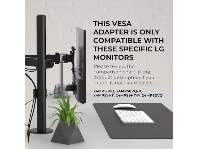 HumanCentric VESA Mount Adapter Compatible with LG Monitors 24MP58VQ, 24MP58VQ-P, 24MP59HT, 24MP59HT-P, and 24MP60VQ, Mounts Monitor to VESA Stand,...
