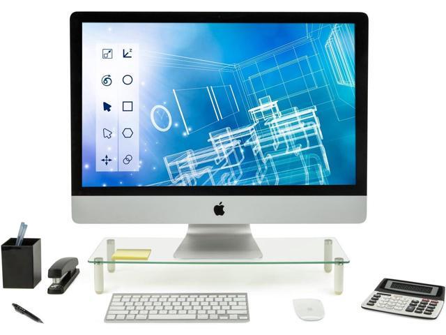 Mount-It! Glass Desktop Monitor Stand Riser Raised Laptop Stand Organizer 22 Inches Wide Clear Tempered Glass Computer Screen TV and Office...