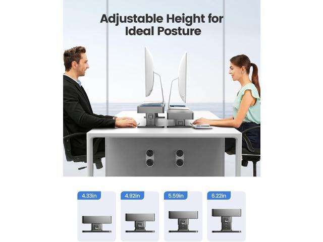 meatanty Monitor Stand Heights Adjustable, Computer Riser with Auto Phone Charger, 4 USB Ports Hub and Drawer Storage, Metal Desktop Organizer...