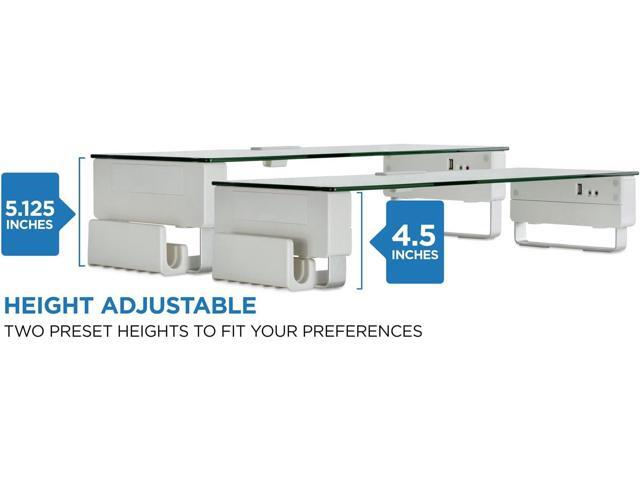 Mount-It! Glass Monitor Stand with 3 USB Ports Desktop Riser Fits 24, 27, 30, 32 Inch Screens, 66 Lbs Capacity