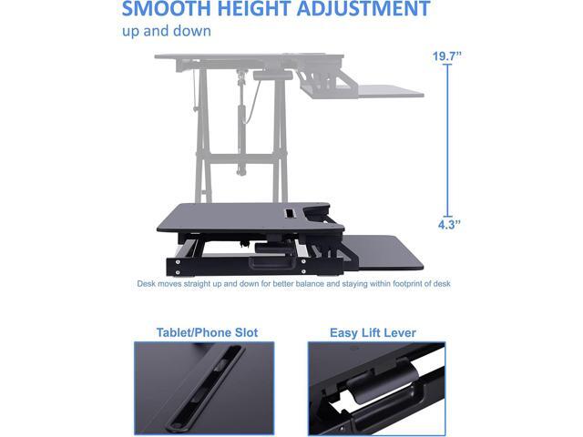 Rocelco Standing Desk Converter 31.5 Inch Sit Stand Up Dual Monitor Tabletop Riser with Tablet Mount, Height Adjustable Home Office Workstation -...