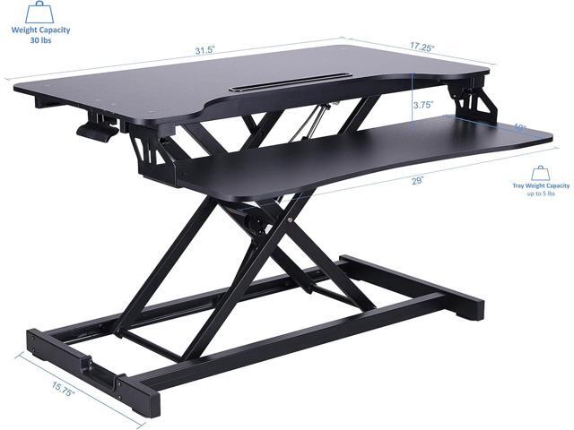 Rocelco Standing Desk Converter 31.5 Inch Sit Stand Up Dual Monitor Tabletop Riser with Tablet Mount, Height Adjustable Home Office Workstation -...