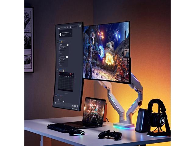 AVLT RGB Lights Dual 17-43 Gaming Monitor Arm Desk Mount, Fits Two Flat/Curved/Ultrawide Screen up to 44lbs(20kg), Height Swivel Tilt Adjustable...