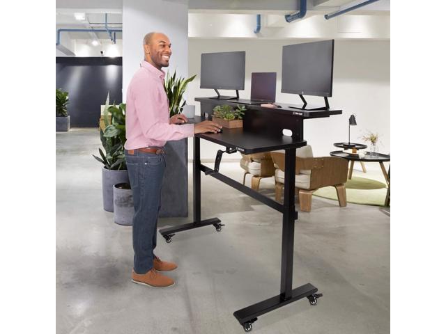 Stand Steady Attachable Desk Wheels Set of 4 Locking Casters Easy-Roll and Non-Marring Full Swivel Wheels Compatible with Tranzendesk...