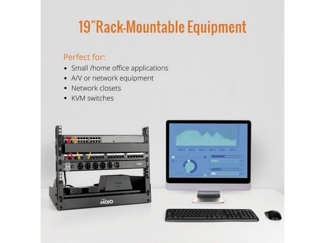 2 Post 8U Desktop Server Rack Small Open Frame Rack for 19in AV/Data/Audio/Studio Equipment Free Standing Home/Office Rack,Square Hole