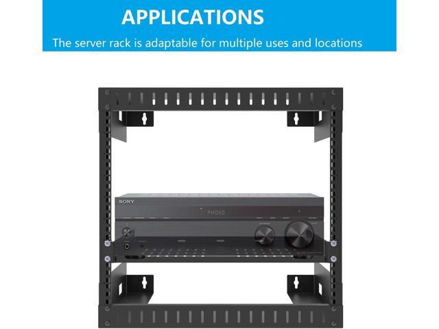 1U Disassembled Universal Server Rack Shelf Steel, 12' Deep Vented Cantilever Rack Tray for 19 Network Equipment Shelf Mounting, Black (12 inch)