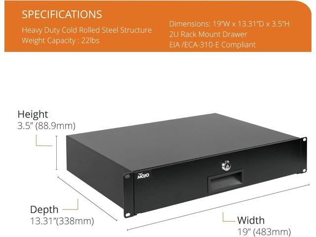 2U Rack Drawer,Rack Mount Drawer for 19in Network Equipment/Server/AV Rack or Cabinet Enclosure,Sliding and Lockable Server Rack Drawer -...